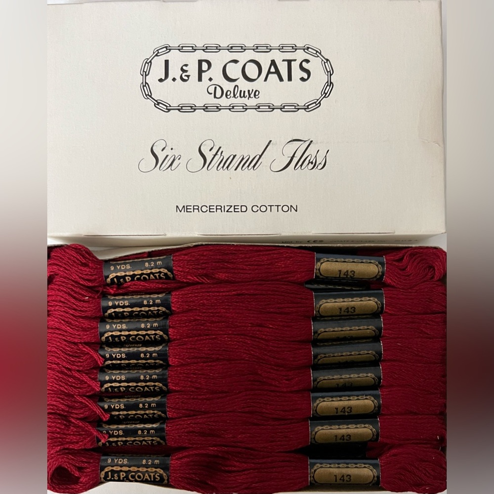 J&P Coats Embroidery Floss - #143 LT Cardinal- Box of 24 New